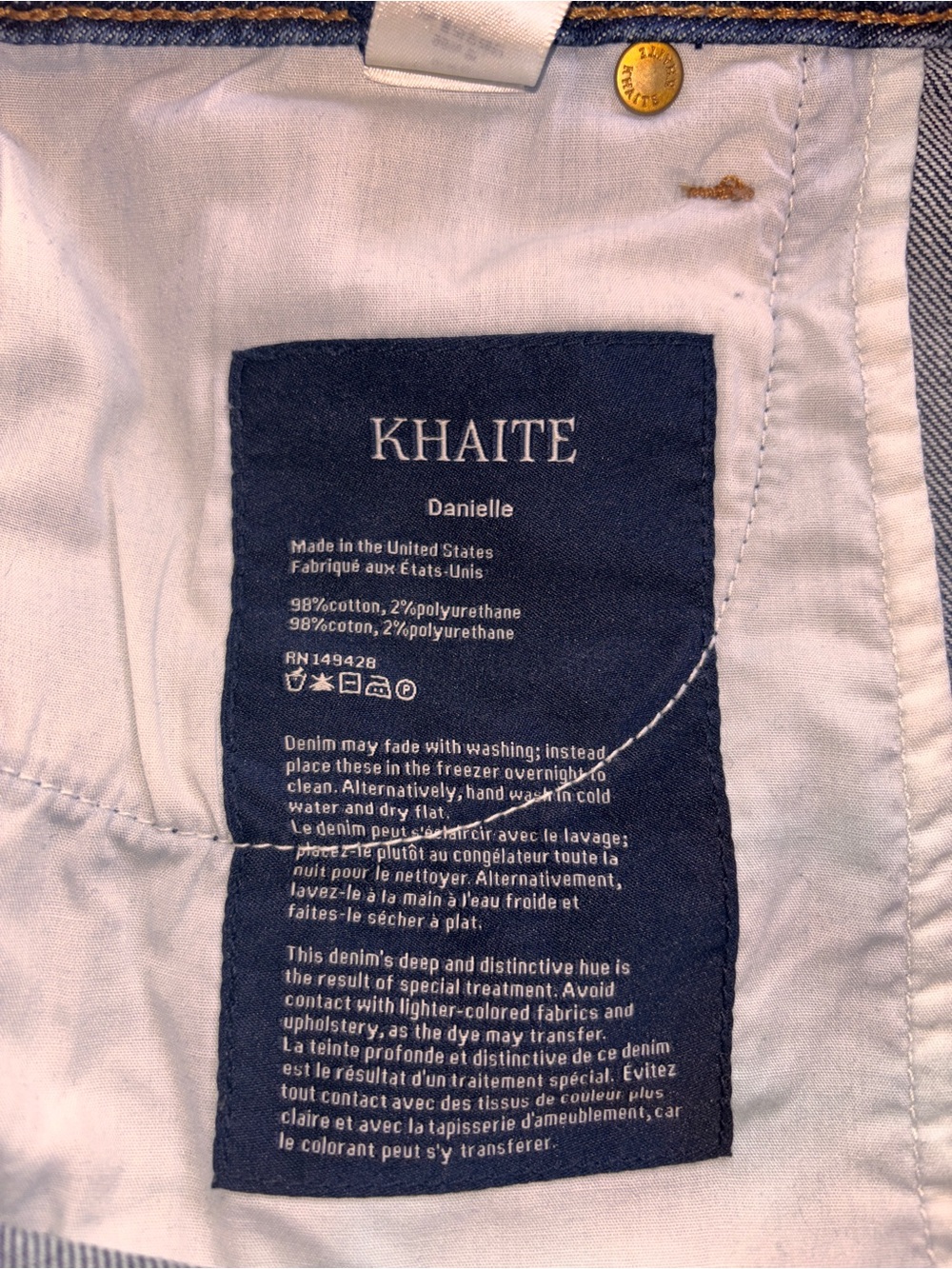 KHAITE Blue Denim Women's Straight-Leg Jeans Waist 34 Inseam 33 - Picture 5 of 5